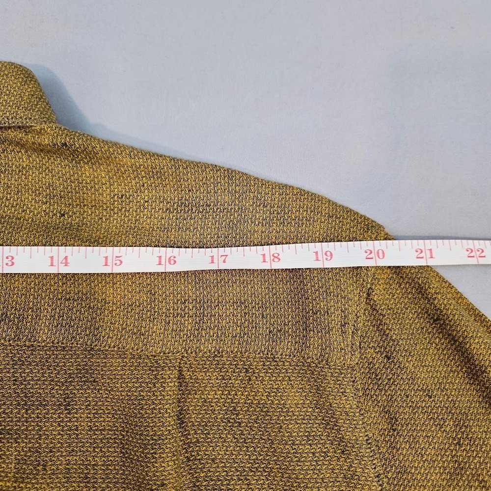 32 BAR BLUES | Mens Mustard Yellow Textured Long Sleeve Button Down Shirt Large - Picture 12 of 15